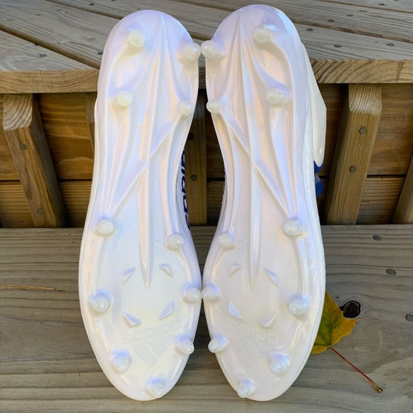 ADIDAS White Royal Blue Football Cleats Sz 16 - Picture 6 of 8